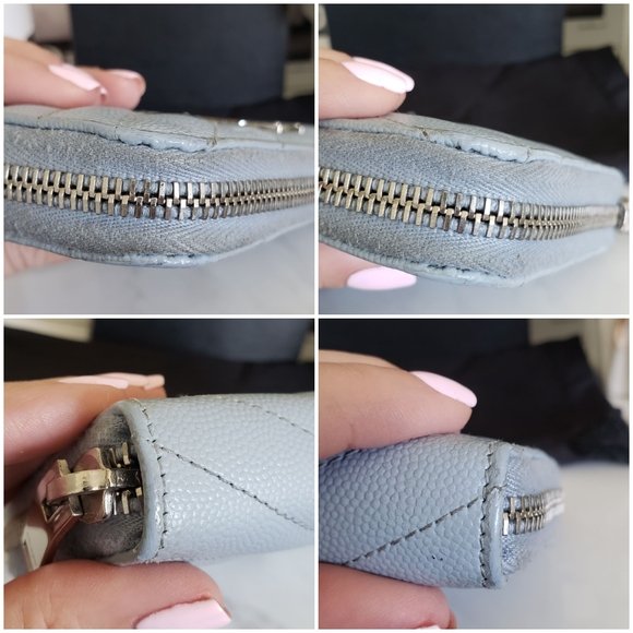 Authentic Pre-owned Yves Saint Laurent Grain De Poudre Chevron Wallet - Picture 8 of 11